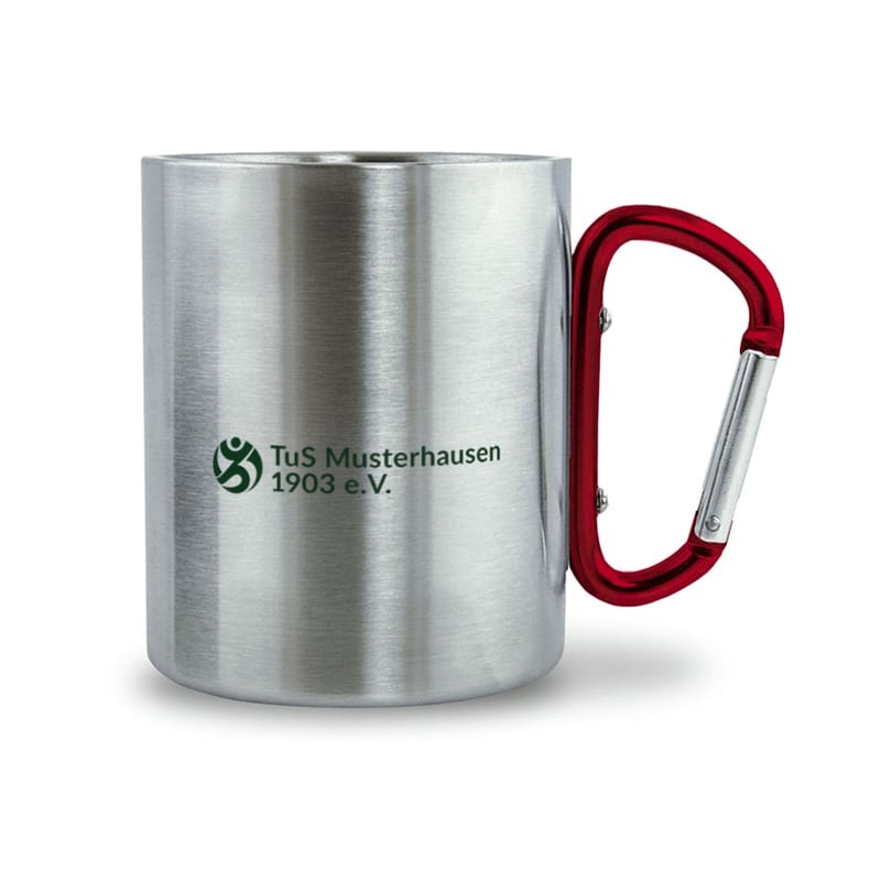 Edelstahltasse mit Karabinergriff